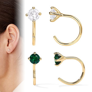 Fashion Trendy <strong>Tiny</strong> Cartilage Stainless Steel Piercing Stud <strong>Earrings</strong> Small Huggie Half <strong>Hoops</strong> with Zircon for Women's Gift - Product Image 2