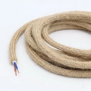 Cable eléctrico redondo flexible cubierto de <span class=keywords><strong>tela</strong></span> de yute cuerda de cáñamo 0,75 tejido de 2 núcleos 3 núcleos Vintage al por mayor para luces colgantes de bricolaje - Product Image 1