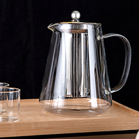 Service à thé de l'après-midi en verre borosilicaté à la mode de luxe Machine à café-théière de luxe transparente avec tasse en verre Bouilloire et théières