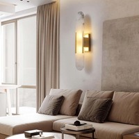 Lampe murale LED TSINYE moderne pour la décoration intérieure, en marbre, avec éclairage haut et bas, en pierre naturelle, en verre d'albâtre blanc, longue et linéaire