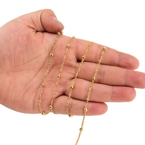 304 Stainless Steel Cross Beading Chain High Quality Protective Coating Beaded Chain <b>Rosary</b> for Necklace Bracelet Jewelry Making - Product Image 2