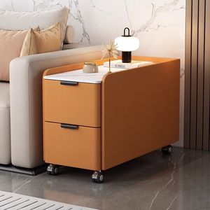Mesa de Noche de Venta Directa de Fábrica, Mesa de Noche de Doble Capa para Sala de Estar, Madera Maciza + Piedra Sinterizada - Product Image 3