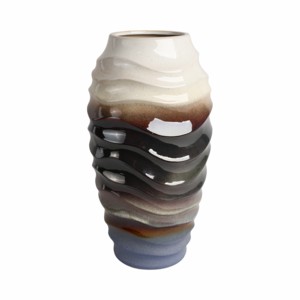 Vaso in ceramica con design a texture ondulata per l'arredamento del soggiorno - Product Image 3