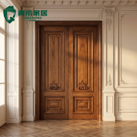 Puerta Doble de Madera Sólida de Lujo Personalizable, Tallada a Mano, para Entrada Principal de Villa, Estilo Clásico Europeo de Palacio