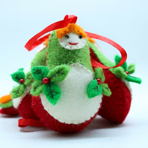 Lot de décorations de Noël artisanales en feutre, style Babouchka Matryoshka, poupées gigognes russes, cadeau de fêtes - Product Image 1
