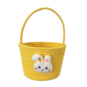 DAMAI Easter Holiday Supplies Rabit Themed Basket Blue Pink Yellow Cotton Easter Basket for Easter Decoration - Product Image 2
