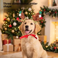 Serre-tête de Noël personnalisé avec logo pour animaux de compagnie, en gros, avec bois de cerf, accessoires de tête pour chats et chiens, bois de renne festifs, costume de chiot, fournitures en vrac
