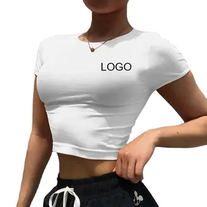 Low Price O-Neck Personalized Print Versatile Loose Bodycon Women's T-Shirt Cheap Soft Textile Slim Round Neck White Diy Tshirt