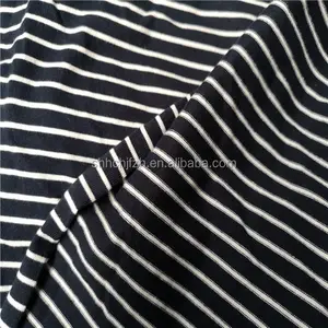 Stok kaus katun garis tunggal rajutan 230gsm benang rajutan kain garis rajut katun dicelup kain rajutan