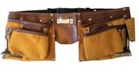 Sac à outils vintage en daim à 11 poches, robuste, avec ceinture réglable, ceinture porte-outils jaune, personnalisable pour homme