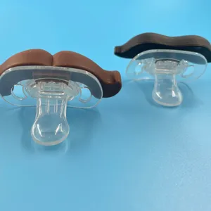 Chupete de silicona para bebé, Clip de plástico PP, divertido, bigote, pezón, 2021