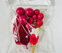 Gemischte Farbige Kuchendekorations-Kugeln Set mit Weizen-, Palmblatt- & Blumen-Topper für Geburtstag Hochzeit