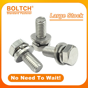 Vis à tête hexagonale en acier inoxydable Boltch DIN933 M7x1.0 avec filetage UNF, deux rondelles, haute résistance, trois combinaisons de vis - Product Image 5