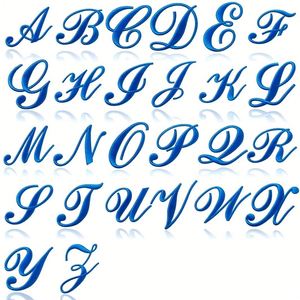 Nouvelle broderie thermocollante style script, lettres blanches, noires et bleues, patch pour la décoration de sacs, vêtements et chapeaux - Product Image 1