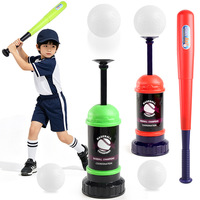 Ensemble de machine à lancer de baseball réglable pour enfants, pour entraînement individuel au frappeur avec batte, 3 balles, sac de rangement, pratique en extérieur