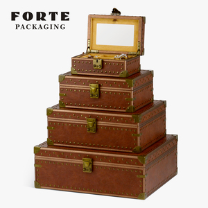 Forte luxe cuir voyage <span class=keywords><strong>bijoux</strong></span> étui Rivet <span class=keywords><strong>bijoux</strong></span> organisateur boîte métal stockage serrure <span class=keywords><strong>miroir</strong></span> sur le pouce <span class=keywords><strong>bijoux</strong></span> stockage - Product Image 4