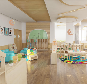 Ensemble de mobilier scolaire Montessori Eibele Free Design, <span class=keywords><strong>table</strong></span> en bois pour enfants pour garderie, crèche, salle de classe, aménagement intérieur - Product Image 1