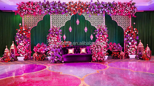 Thiết lập đám cưới Ma-rốc chủ đề vòm sắt Backdrop Mehndi sân khấu sự kiện trang trí Vàng sắt đám cưới vòm khung đứng tiếp tân - Product Image 4