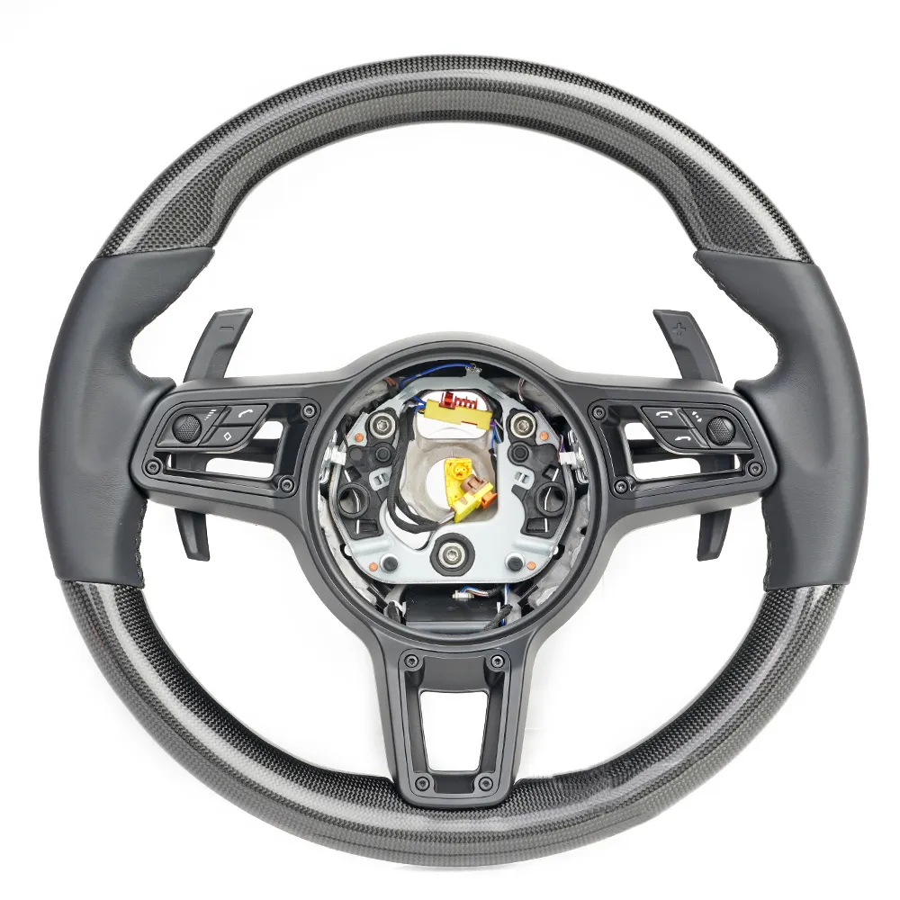 Car Steering Wheel Custom compatible with Porsche Panamera Macan Cayenne 918 911 718 Real Carbon Fiber Steering Wheel