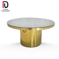 Table de salle à manger en verre trempé et acier inoxydable doré pour mariage