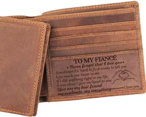 Boshiho-billetera de cuero Crazy Horse para hombre, billetera personalizada de cuero Real con bloqueo RFID, gran oferta