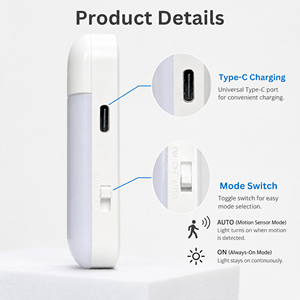 Square <b>LED</b> Night <b>Light</b> Warm White PIR <b>Sensor</b> Control Battery Powered Minimalist Design for Bedroom Closet Hallway - Product Image 5