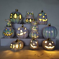 Peint à la main Halloween en forme de citrouille tasse à café poignée chat noir porcelaine pays Design fête voyage cadeau avec couvercle imprimé