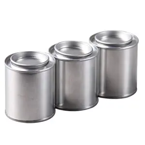 Latas de estanho para pintura redondas, 1 litro, 1 pintura de ponta metálica com tampa para cola/látex e todos os solvente