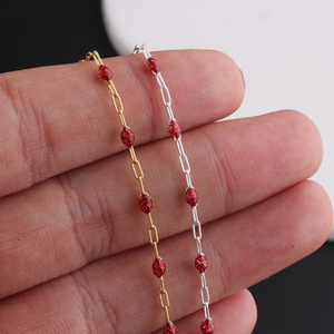 Elegante Catena Paperclip in Oro 14K Placcato da 1,5mm con Perline di Rubino e Smalto per Creazione di Bracciali e Collane Fai-da-Te - Product Image 5