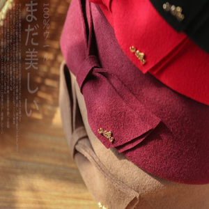 سيدة الجملة عالية الجودة أزياء في الهواء الطلق قبعة قبعة قابل للتعديل للنساء الصوف بلون واحد قبعة بلغت ذروتها - Product Image 5