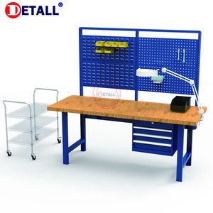 Banc d'atelier <span class=keywords><strong>en</strong></span> <span class=keywords><strong>bois</strong></span> robuste sans boulons avec grand tiroir, banc de travail de garage à vendre - Product Image 6