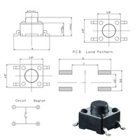 Micro-interrupteur tactile SMD 6x6mm à 4 broches, bouton-poussoir vertical haute température pour l'électronique, prix usine
