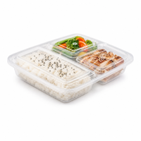 Boîte de transport rectangulaire en plastique jetable, compatible micro-ondes, avec couvercle, transparente, pour le stockage des aliments