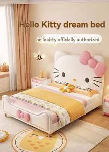 bett Schlafzimmermöbel Heim Doppelbett cama matrimonial doppelbett rahmen luxus gepolstert Hello kitty katze kinderbetten für mädchen