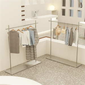 Clothing Store Display <b>Rack</b> Stainless Steel Floor-standing <b>Clothes</b> Hanger Womens Apparel Store Modern Minimalist Display - Product Image 5