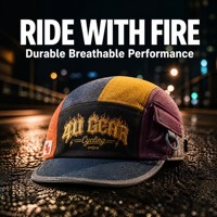 Casquette de cyclisme 5 panneaux personnalisée avec logo brodé 3D en relief doré, color block, maille respirante, séchage rapide, chapeau de sport Gorras pour streetwear