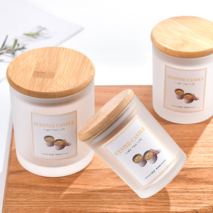 Prêts à être expédiés : Pots à bougies givrés <span class=keywords><strong>de</strong></span> 4 oz, 8 oz, 10 oz, porte-bougies <span class=keywords><strong>en</strong></span> verre, lanternes et pots à bougies avec couvercle <span class=keywords><strong>en</strong></span> bambou - Product Image 6