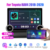 11.8 "Berlian tombol ganda 2K QLED layar 2 Din Android mobil Radio untuk Toyota RAV4 2018 2019 2020 Stereo Android Auto Carplay