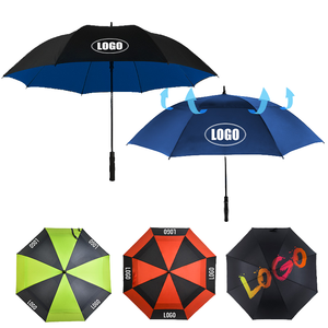 High Quality 54/62/68 Inch Automatic Golf Umbrella Double Layer Windproof Large Custom Logo Promotional Semi-Automatic Control
