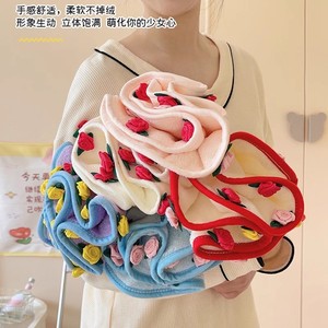 Serviette de toilette suspendue en forme de bouquet de roses, 38x38cm, séchage rapide, en polaire corail, pour cuisine et salle de bain - Product Image 2