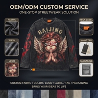 Chemise à manches longues en coton délavé pour homme, imprimé graphique audacieux croix et ange avec détails de manches flamboyantes, style streetwear
