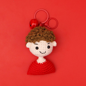 Llavero de pareja tejido a mano de fábrica con cascabeles, accesorios de ganchillo <span class=keywords><strong>para</strong></span> llavero, <span class=keywords><strong>para</strong></span> <span class=keywords><strong>novio</strong></span> y novia, bonito colgante <span class=keywords><strong>para</strong></span> bolso - Product Image 5