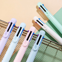 Stylo bille rétractable multicolore pastel Macaron 4 en 1, encre quatre couleurs, stylo à clic en plastique