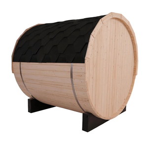 NJ Traditional 4 Person Premium Solid White Pine Barrel Sauna Spacious Front Porch <b>Outdoor</b> Weather-Resistant Sauna Stove - Product Image 4