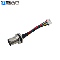Conector ZL M12 Impermeable IP67 Código A/D/B/X de 4 Pines, Terminal Macho, Arnés de Cables, Conector para PCB, Aplicación DIN, Conectores de Alimentación JST