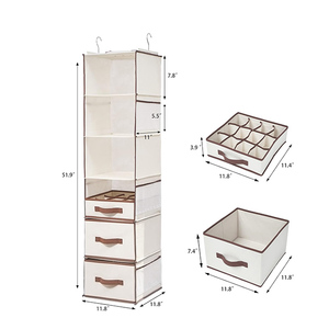 Factory Hanging Closet Organizer Foldable <b>6</b> Shelf Clothes Organization With <b>Drawers</b> - Product Image 2