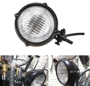 Phare de moto vintage chromé transparent de 3.5 pouces pour Harley <span class=keywords><strong>Cafe</strong></span> <span class=keywords><strong>Racer</strong></span> pour position avant - Product Image 6