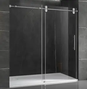 Rounded Frameless Single Sliding Shower Door