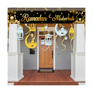 عرض خاص لافتة معلقة على الحائط من البوليستر عالية الجودة 118x19.6in ، لافتة طويلة رمضان محمولة للحفلات الإسلامية - Product Image 1
