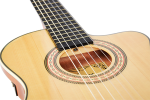 Vente en gros Offre Spéciale <span class=keywords><strong>Guitare</strong></span> <span class=keywords><strong>classique</strong></span> en épicéa massif à corps mince de 39 pouces Cordes de nylon <span class=keywords><strong>Guitare</strong></span> silencieuse - Product Image 5
